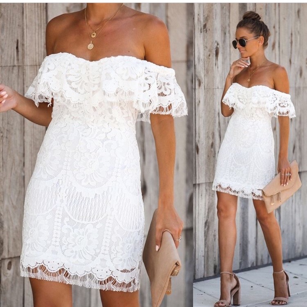 Vici over the shoulder white dress